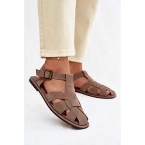 BIG STAR SHOES Dámske Sandále Z Prírodného Semišu Hnedá 38 BIG STAR SHOES Dámske Sandále Z Prírodného Semišu Hnedá 38