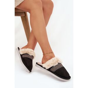 Boto Dámske Papuče S Kožušinou A Výšivkou Čierna 40.5 Boto Dámske Papuče S Kožušinou A Výšivkou Čierna 40.5