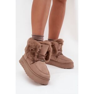 Big Star Shoes Dámske Snehové Topánky Na Platforme S Kožušinou A Šnurovaním Big Star Hnedá 40 Big Star Shoes Dámske Snehové Topánky Na Platforme S Kožušinou A Šnurovaním Big Star Hnedá 40