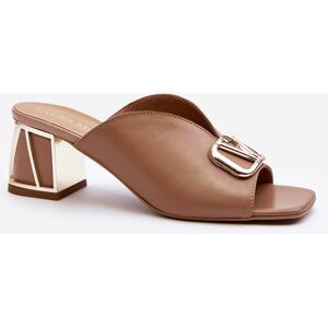 Elegantné Dámske Papuče Na Podpätku Laura Messi 2771 Bežové Hnedá 38 Elegantné Dámske Papuče Na Podpätku Laura Messi 2771 Bežové Hnedá 38