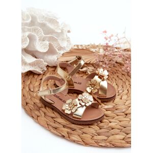 Boto Detské Sandálky Zdobené Kvetmi S Uzatváraním Na Suchý Zips, Zlaté Fagossa Hnedá 19 Boto Detské Sandálky Zdobené Kvetmi S Uzatváraním Na Suchý Zips, Zlaté Fagossa Hnedá 19