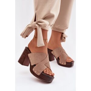Boto Dámske Sandále Na Podpätku S Ozdobnými Nitmi Hnedá 36 Boto Dámske Sandále Na Podpätku S Ozdobnými Nitmi Hnedá 36
