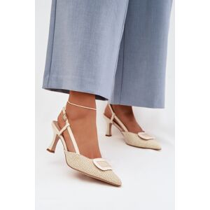 Boto Dámske Sandále Na Podpätku S Ozdobným Prvkom Béžové Krémová 38 Boto Dámske Sandále Na Podpätku S Ozdobným Prvkom Béžové Krémová 38