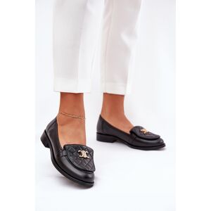 Kožené Mokasíny So Zlatou Ozdobou Čierne Laura Messi 2927 Čierna 37 Kožené Mokasíny So Zlatou Ozdobou Čierne Laura Messi 2927 Čierna 37