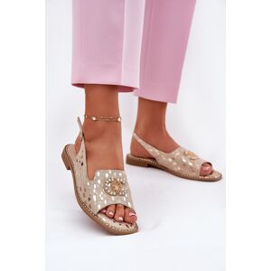 S. Barski Kožené Sandále S Dekoráciou Na Ploškom Opätku S.Barski Biela 38 S. Barski Kožené Sandále S Dekoráciou Na Ploškom Opätku S.Barski Biela 38