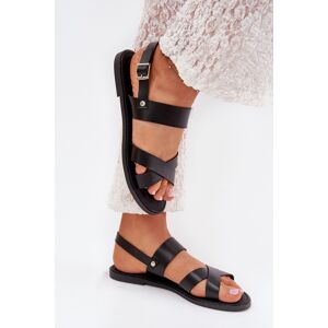 Boto Ploché Dámske Sandále Z Eko Kože Čierne Kalira Čierna 38 Boto Ploché Dámske Sandále Z Eko Kože Čierne Kalira Čierna 38