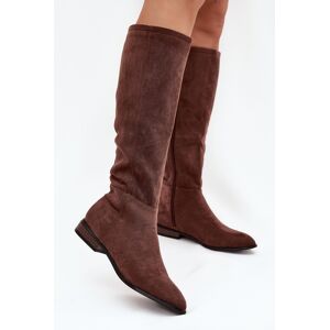 Boto Semišové Čižmy Na Plochéj Päte Hnedé Eelin Hnedá 36 Boto Semišové Čižmy Na Plochéj Päte Hnedé Eelin Hnedá 36