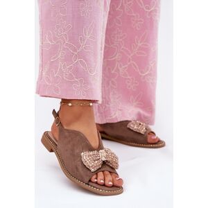 S. Barski Dámske Sandále S Mašľou Na Plochosť Toku Béžové S.Barski Hnedá 39 S. Barski Dámske Sandále S Mašľou Na Plochosť Toku Béžové S.Barski Hnedá 39