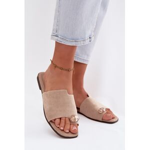 Boto Dámske Béžové Šľapky Z Eko Semišu Hnedá 39 Boto Dámske Béžové Šľapky Z Eko Semišu Hnedá 39