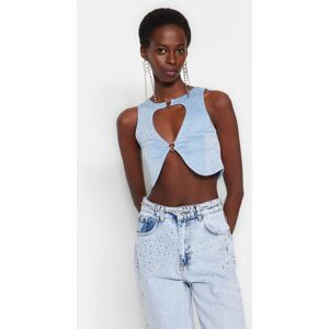 Trendyol Blue Crop Window/cut Out Detailed Knitted Bustier With Accessories Svetlomodrá 38 Trendyol Blue Crop Window/cut Out Detailed Knitted Bustier With Accessories Svetlomodrá 38
