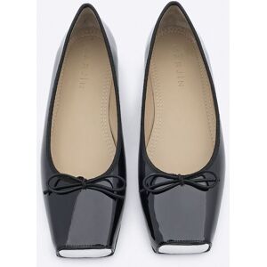 Marjin Woman'S Ballet Ballet Visor With Blunt Toe And Bow Detail, Black Patent Leather Šedá 37 Marjin Woman'S Ballet Ballet Visor With Blunt Toe And Bow Detail, Black Patent Leather Šedá 37