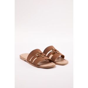 Trendyol Tan Riveted Brown Banded Women'S Slippers Hnedá 37 Trendyol Tan Riveted Brown Banded Women'S Slippers Hnedá 37