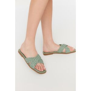 Trendyol Green Cross-Band Knitted Pattern Women'S Slippers Šedá 40 Trendyol Green Cross-Band Knitted Pattern Women'S Slippers Šedá 40