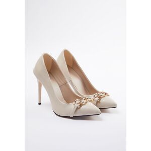 Trendyol Beige Chained Women'S Classic Stiletto Heel Shoes Krémová 39 Trendyol Beige Chained Women'S Classic Stiletto Heel Shoes Krémová 39