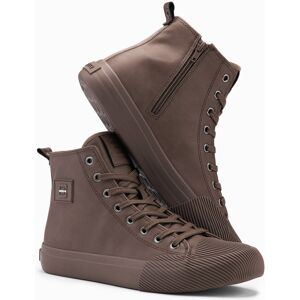 Ombre Men'S High-Top Sneakers With Decorative Toe - Brown Hnedá 42 Ombre Men'S High-Top Sneakers With Decorative Toe - Brown Hnedá 42