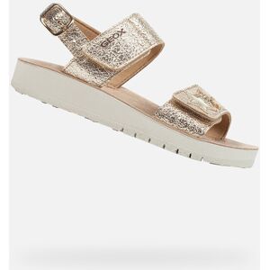 Zlaté Sandále Pre Dievčatá Geox Costarei Krémová 38 Zlaté Sandále Pre Dievčatá Geox Costarei Krémová 38