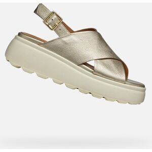 Gold Women'S Sandals Geox Spherica Ec4.1 S - Women'S Krémová 41 Gold Women'S Sandals Geox Spherica Ec4.1 S - Women'S Krémová 41