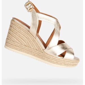 Gold Women'S Sandals Geox Ponza - Women'S Krémová 40 Gold Women'S Sandals Geox Ponza - Women'S Krémová 40