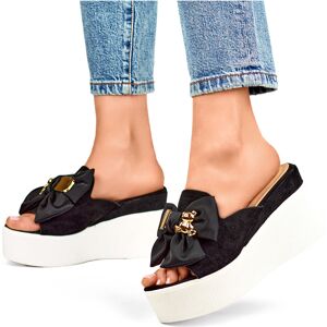 Primohurt Čierne Dámske Papuče S Medvedíkom A Mašľou Na Kline 39 Primohurt Čierne Dámske Papuče S Medvedíkom A Mašľou Na Kline 39