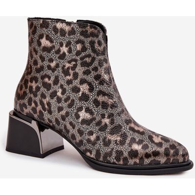 D&A Kožené Členkové Topánky S Leopardím Vzorom Čierna 37 D&A Kožené Členkové Topánky S Leopardím Vzorom Čierna 37