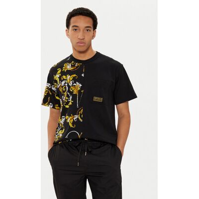 Versace Jeans Couture Tričko 78GAH609 Čierna Regular Fit Muži Versace Jeans Couture Tričko 78GAH609 Čierna Regular Fit Muži