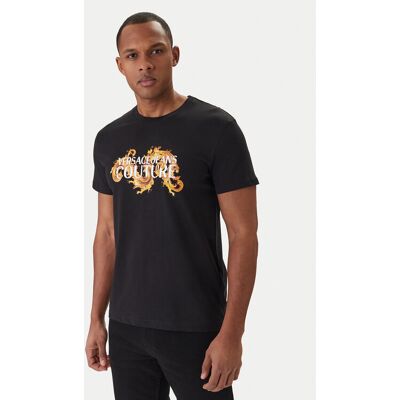 Versace Jeans Couture Tričko 80GAHE02 CJ00E Čierna Regular Fit Muži Versace Jeans Couture Tričko 80GAHE02 CJ00E Čierna Regular Fit Muži