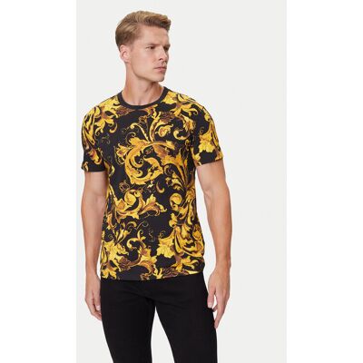 Versace Jeans Couture Tričko 79GAH6S0 JS515 Čierna Regular Fit Muži Versace Jeans Couture Tričko 79GAH6S0 JS515 Čierna Regular Fit Muži
