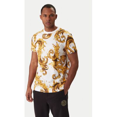 Versace Jeans Couture Tričko 80GAH6S0 JS543 Biela Regular Fit Muži Versace Jeans Couture Tričko 80GAH6S0 JS543 Biela Regular Fit Muži