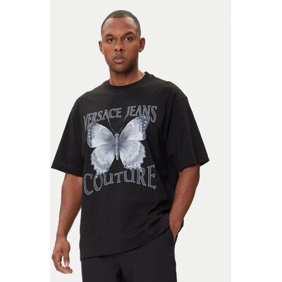 Versace Jeans Couture Tričko 79GAHP06 CJ01P Čierna Regular Fit Muži Versace Jeans Couture Tričko 79GAHP06 CJ01P Čierna Regular Fit Muži