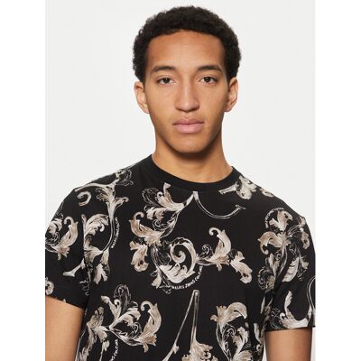 Versace Jeans Couture Tričko 78GAH6S0 Čierna Slim Fit Muži Versace Jeans Couture Tričko 78GAH6S0 Čierna Slim Fit Muži