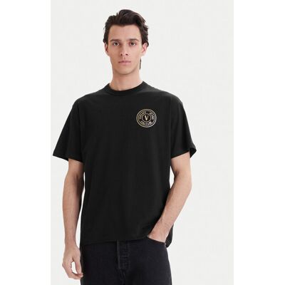 Versace Jeans Couture Tričko 80GAHT04 CJ00T Čierna Regular Fit Muži Versace Jeans Couture Tričko 80GAHT04 CJ00T Čierna Regular Fit Muži