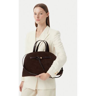 Tory Burch Kabelka Romy Suede Bauletto 183363 Tmavo hnedá Ženy Tory Burch Kabelka Romy Suede Bauletto 183363 Tmavo hnedá Ženy