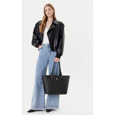 Tommy Hilfiger Kabelka Th Emblem Tote AW0AW15178 Čierna Ženy Tommy Hilfiger Kabelka Th Emblem Tote AW0AW15178 Čierna Ženy