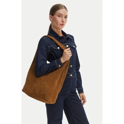 Calvin Klein Kabelka Slouchy Suede Leather Medium Bag LV04F3597G Hnedá Ženy Calvin Klein Kabelka Slouchy Suede Leather Medium Bag LV04F3597G Hnedá Ženy