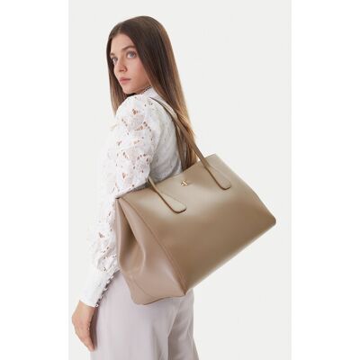 Calvin Klein Kabelka Ck Snap Large Tote LV04F3502G Béžová Ženy Calvin Klein Kabelka Ck Snap Large Tote LV04F3502G Béžová Ženy