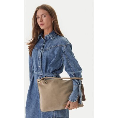 Tommy Hilfiger Kabelka Th Statement Leather Bag Suede AW0AW18402 Béžová Ženy Tommy Hilfiger Kabelka Th Statement Leather Bag Suede AW0AW18402 Béžová Ženy