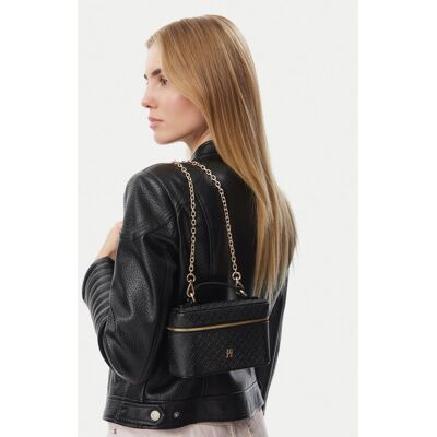Tommy Hilfiger Kabelka Th Icon Chain Vanity Bag Mono AW0AW19021 Čierna Ženy Tommy Hilfiger Kabelka Th Icon Chain Vanity Bag Mono AW0AW19021 Čierna Ženy