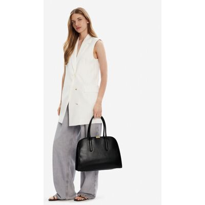 Tommy Hilfiger Kabelka Iconic Leather Tote AW0AW18206 Čierna Ženy Tommy Hilfiger Kabelka Iconic Leather Tote AW0AW18206 Čierna Ženy