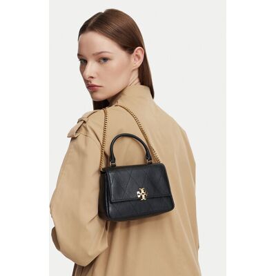 Tory Burch Kabelka Charlie Quilted Mini Top Handle Chain Wallet 186032 Čierna Ženy Tory Burch Kabelka Charlie Quilted Mini Top Handle Chain Wallet 186032 Čierna Ženy