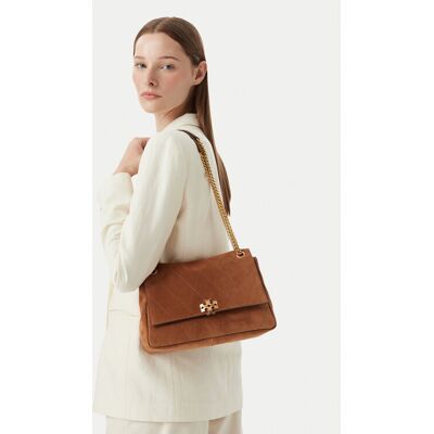 Tory Burch Kabelka Charlie Quilted Suede Shoulder Bag 183357 Hnedá Ženy Tory Burch Kabelka Charlie Quilted Suede Shoulder Bag 183357 Hnedá Ženy