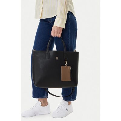 Tommy Hilfiger Kabelka Th Icon Satchel AW0AW18122 Čierna Ženy Tommy Hilfiger Kabelka Th Icon Satchel AW0AW18122 Čierna Ženy