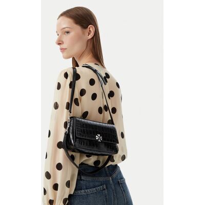 Tory Burch Kabelka Charlie Embossed Croc Small Shoulder Bag 183522 Čierna Ženy Tory Burch Kabelka Charlie Embossed Croc Small Shoulder Bag 183522 Čierna Ženy
