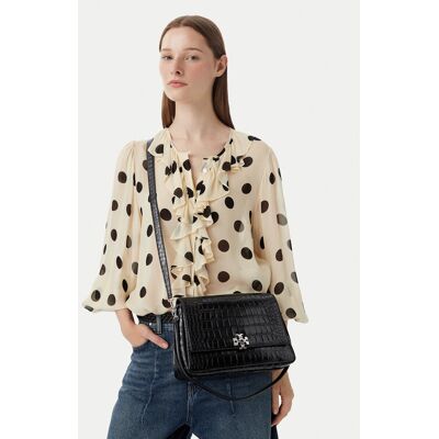 Tory Burch Kabelka Charlie Embossed Croc Shoulder Bag 183354 Čierna Ženy Tory Burch Kabelka Charlie Embossed Croc Shoulder Bag 183354 Čierna Ženy