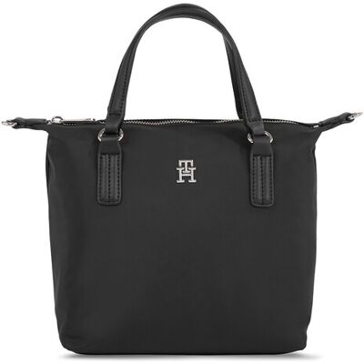 Tommy Hilfiger Kabelka Poppy Th Small Tote AW0AW15640 Čierna Ženy Tommy Hilfiger Kabelka Poppy Th Small Tote AW0AW15640 Čierna Ženy