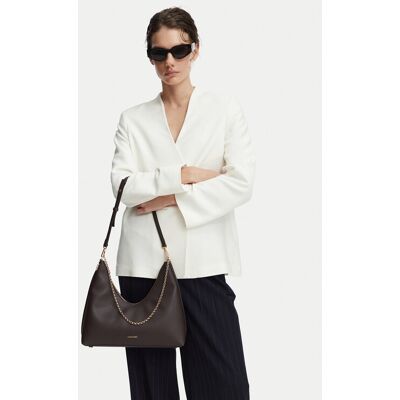 Calvin Klein Kabelka Emblem Hw Pebble Shoulder Bag LV04F3495G Béžová Ženy Calvin Klein Kabelka Emblem Hw Pebble Shoulder Bag LV04F3495G Béžová Ženy
