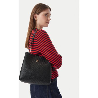Tommy Hilfiger Kabelka Th Icon Shoulder Bag Mono AW0AW19000 Čierna Ženy Tommy Hilfiger Kabelka Th Icon Shoulder Bag Mono AW0AW19000 Čierna Ženy