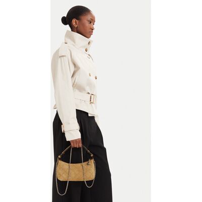 Tory Burch Kabelka Fleming Suede Pochette 185797 Béžová Ženy Tory Burch Kabelka Fleming Suede Pochette 185797 Béžová Ženy
