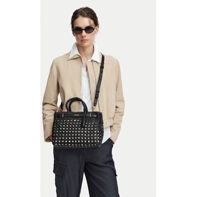Tommy Hilfiger Kabelka American Icon Mini Tote Braided AW0AW18734 Čierna Ženy Tommy Hilfiger Kabelka American Icon Mini Tote Braided AW0AW18734 Čierna Ženy