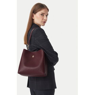 Tommy Hilfiger Kabelka Th Icon Shoulder Bag Mono AW0AW19000 Bordová Ženy Tommy Hilfiger Kabelka Th Icon Shoulder Bag Mono AW0AW19000 Bordová Ženy