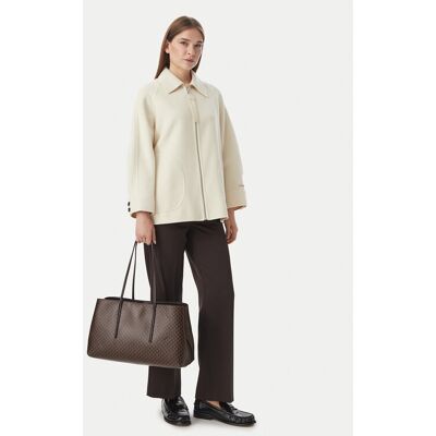 Calvin Klein Kabelka Emblem Aop Medium Work Tote LV04F3786G Tmavo hnedá Ženy Calvin Klein Kabelka Emblem Aop Medium Work Tote LV04F3786G Tmavo hnedá Ženy